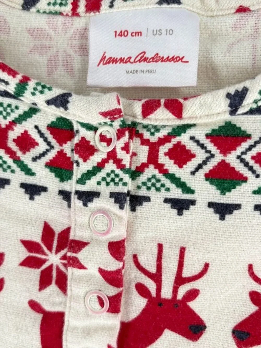 Hanna Andersson Girls 10 Christmas Pajamas Nordic Reindeer Print